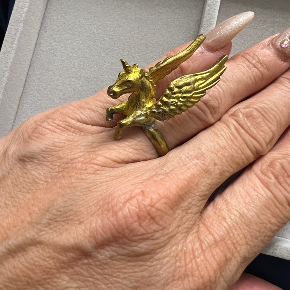 Vintage Pegasus Ring handmade  w repurposed recycled coins. One of a kind - - Picture 2 of 14